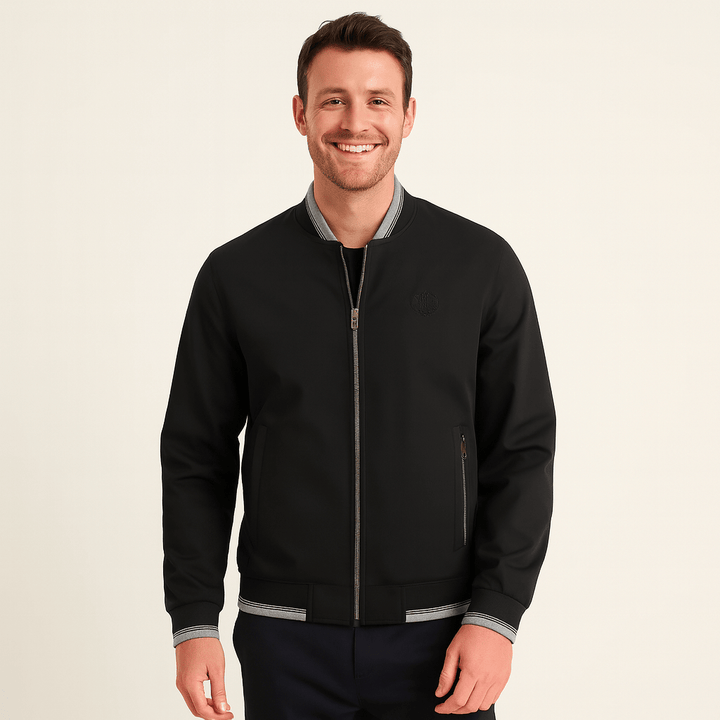 Men's Bomber Jacket with Stand Collar & Zip Pocket | Full Zip
