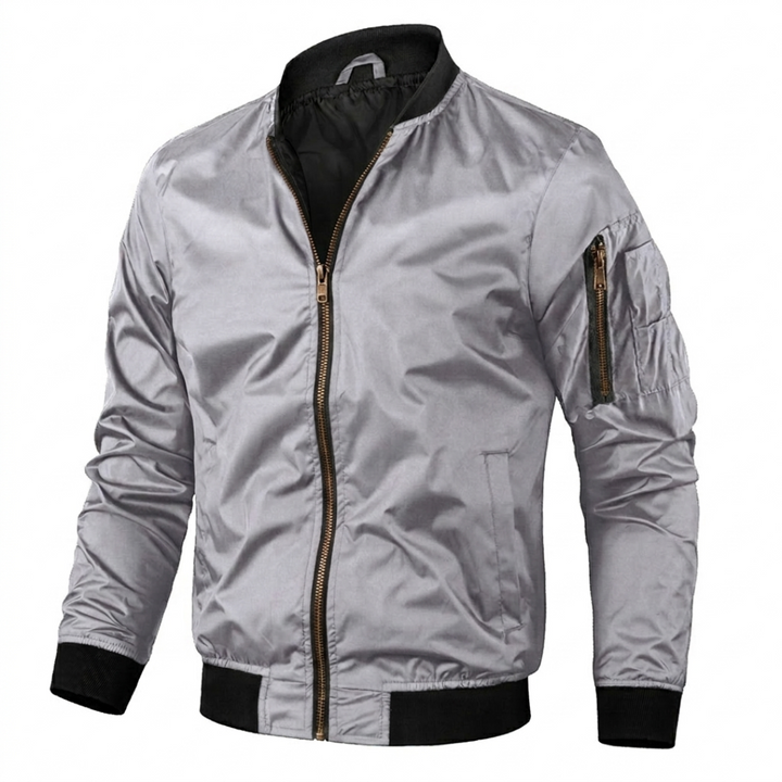 Men's Bomber Jacket Zip-Up | Sleeve Pocket