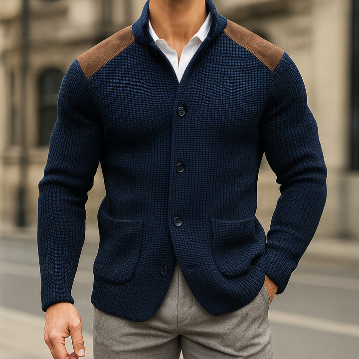 Men's Cardigan Knit Button Front | Patch Pockets