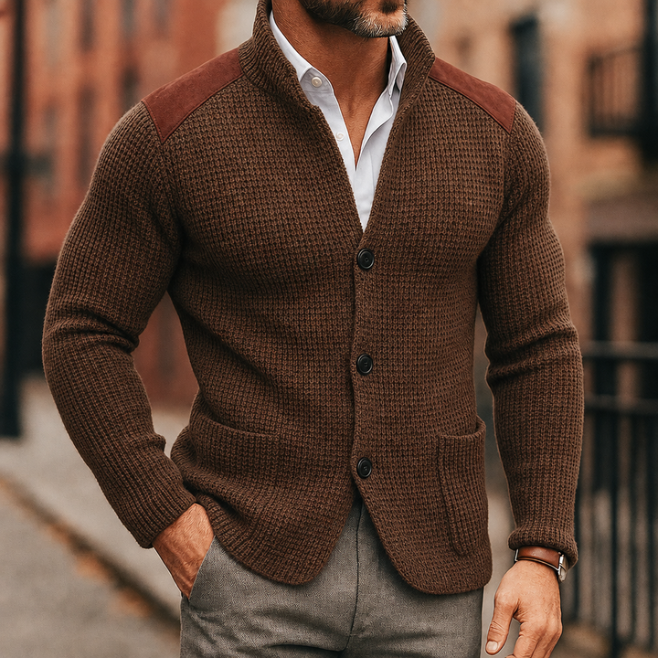 Men's Cardigan Knit Button Front | Patch Pockets