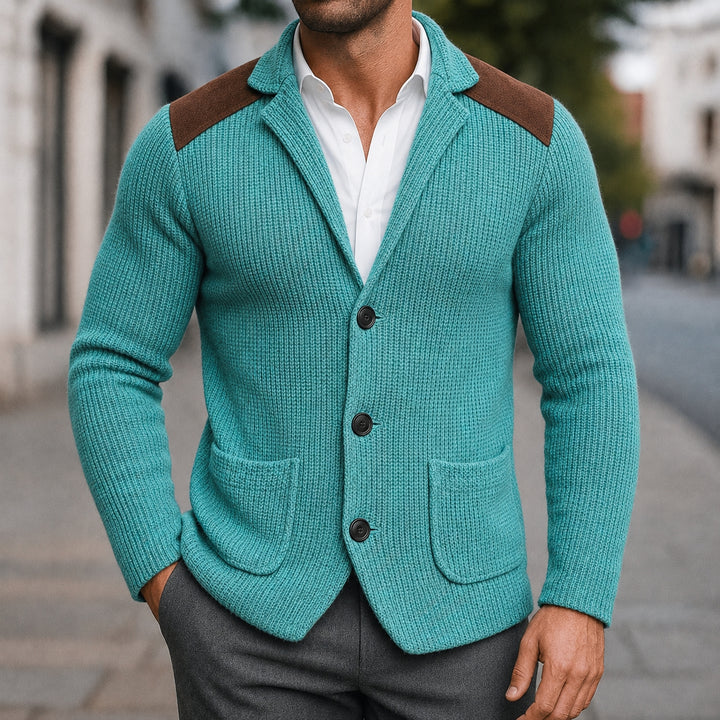 Men's Cardigan Knit Button Front | Patch Pockets