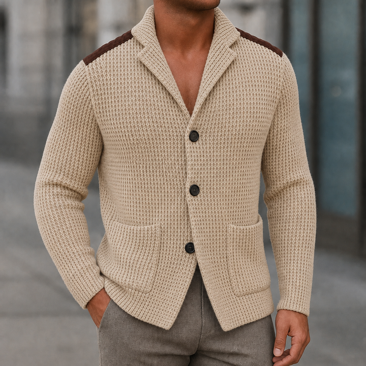 Men's Cardigan Knit Button Front | Patch Pockets
