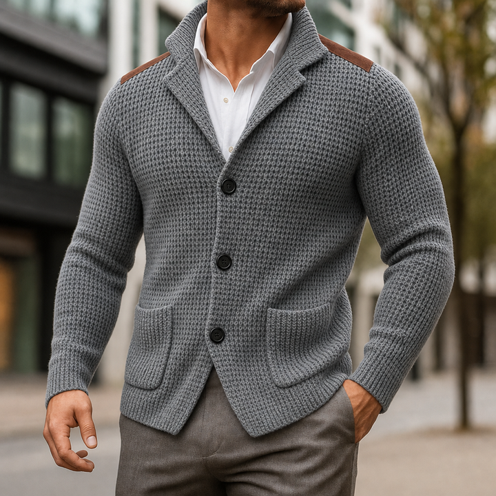 Men's Cardigan Knit Button Front | Patch Pockets