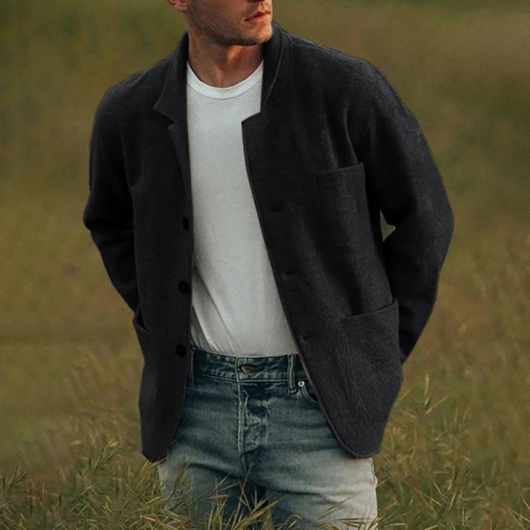 Men's Cardigan with Patch Pockets | Button Up
