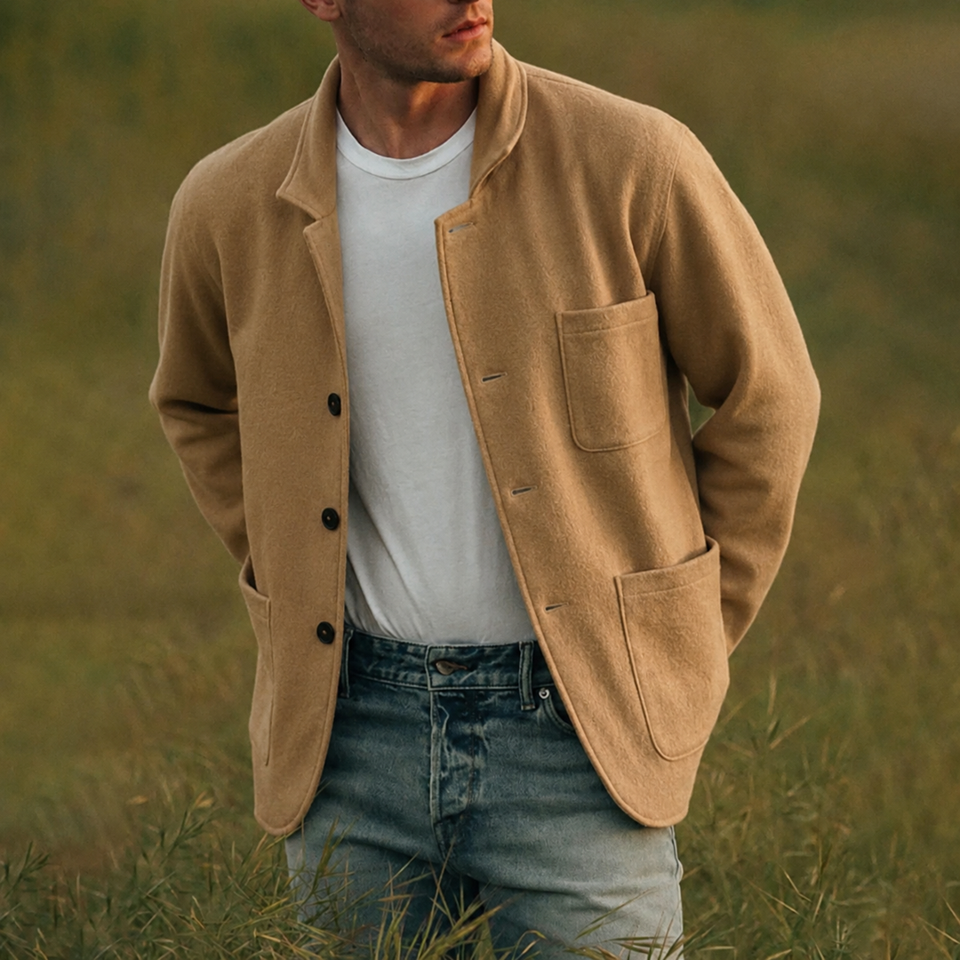 Men's Cardigan with Patch Pockets | Button Up