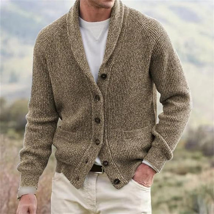 Men's Cardigan with Shawl Collar & Button Front | Long Sleeve