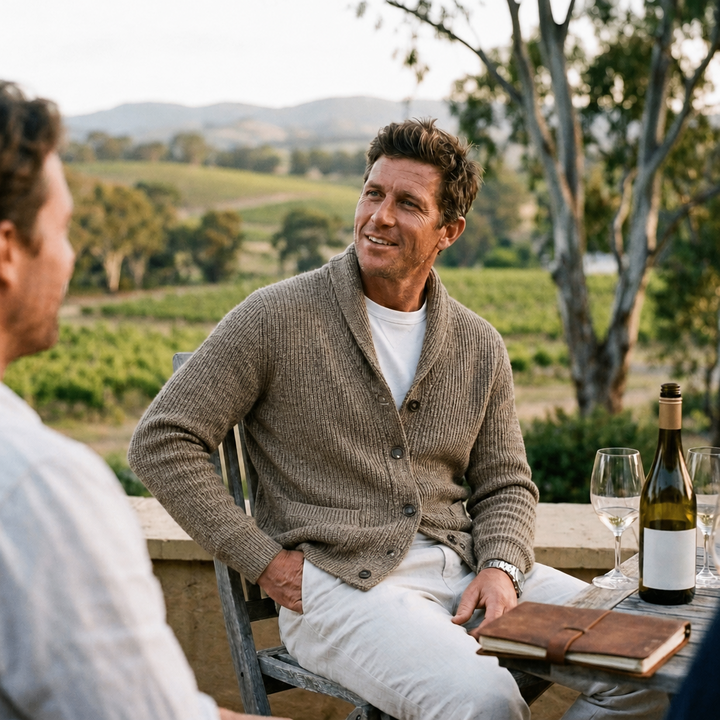 Men's Cardigan with Shawl Collar & Button Front | Long Sleeve