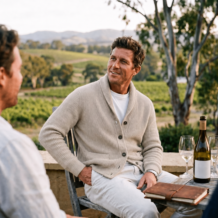 Men's Cardigan with Shawl Collar & Button Front | Long Sleeve