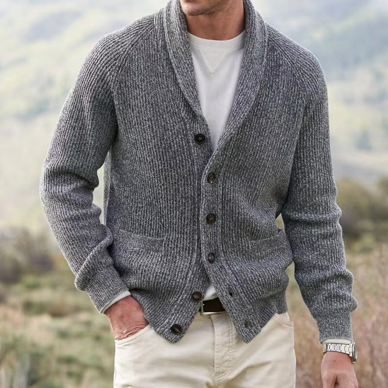 Men's Cardigan with Shawl Collar & Button Front | Long Sleeve