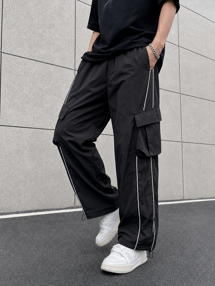Men's Cargo Pants Contrast Piping | Streetwear