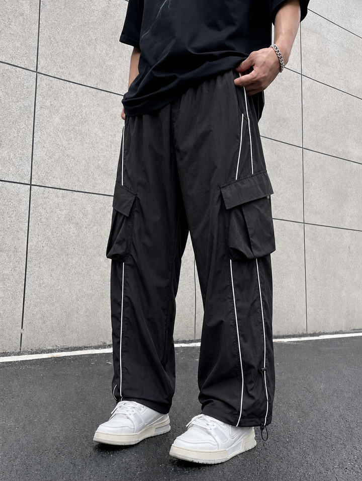Men's Cargo Pants Contrast Piping | Streetwear