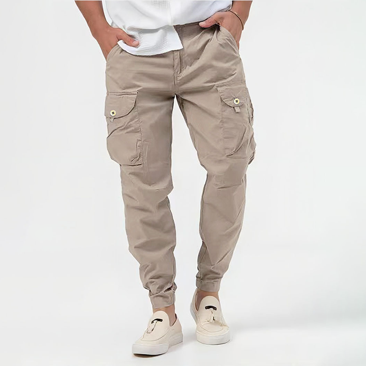 Men's Cargo Pants with Cuffed Hem | Tapered