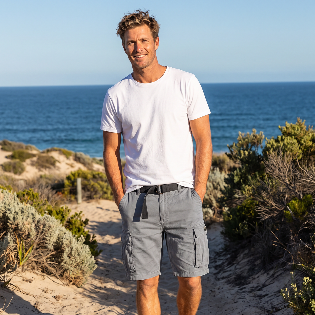 Men’s Cargo Shorts Drawstring Elastic Waist | Flap Pockets