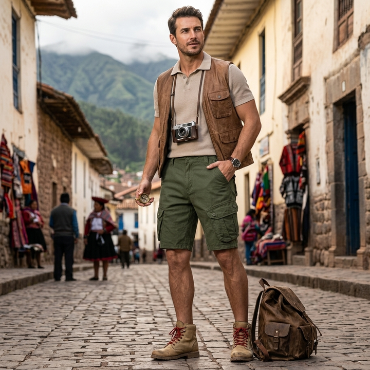 Men's Cargo Shorts Knee Length with Flap Pockets | Relaxed
