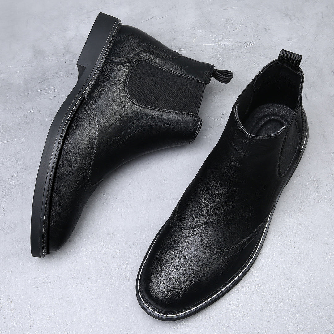 Men's Chelsea Boots with Brogue Detail & Pull Tab | Ankle
