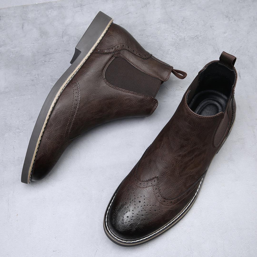 Men's Chelsea Boots with Brogue Detail & Pull Tab | Ankle