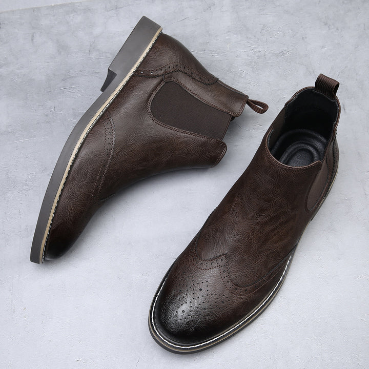 Men's Chelsea Boots with Brogue Detail & Pull Tab | Ankle