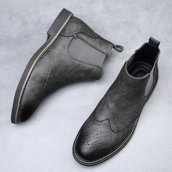 Men's Chelsea Boots with Brogue Detail & Pull Tab | Ankle