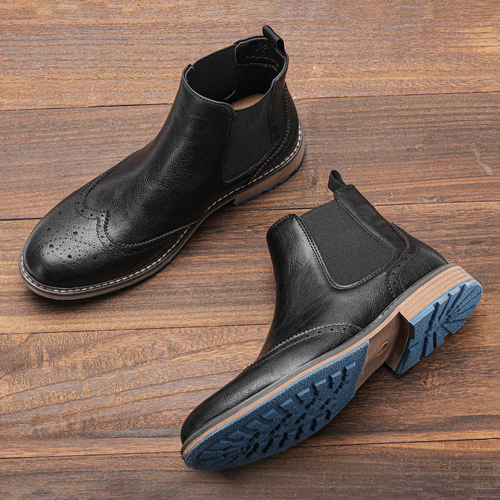 Men's Chelsea Boots with Brogue Detail & Pull Tab | Ankle