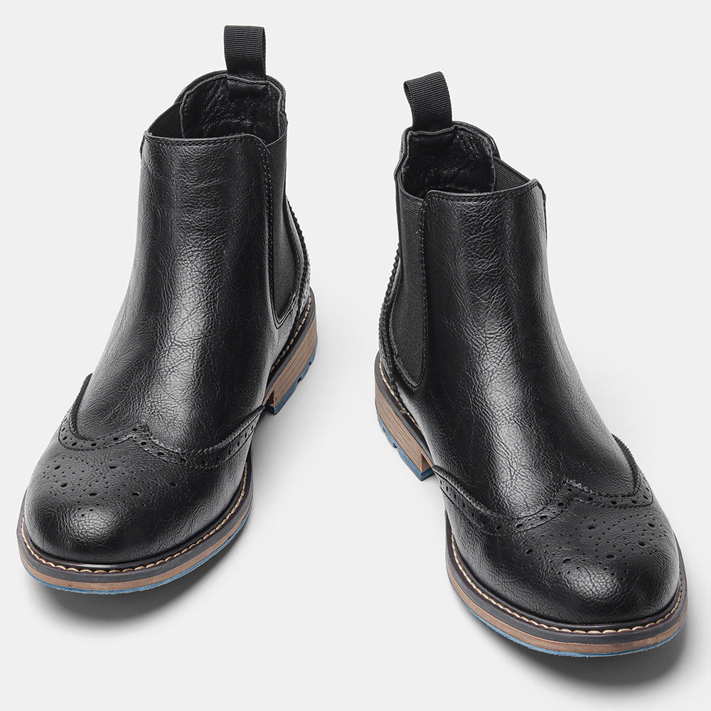 Men's Chelsea Boots with Brogue Detail & Pull Tab | Ankle