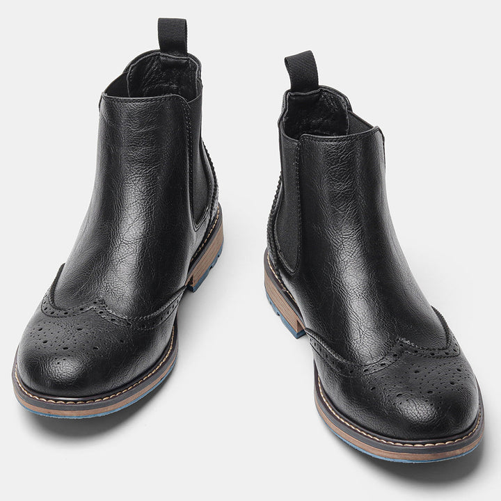 Men's Chelsea Boots with Brogue Detail & Pull Tab | Ankle