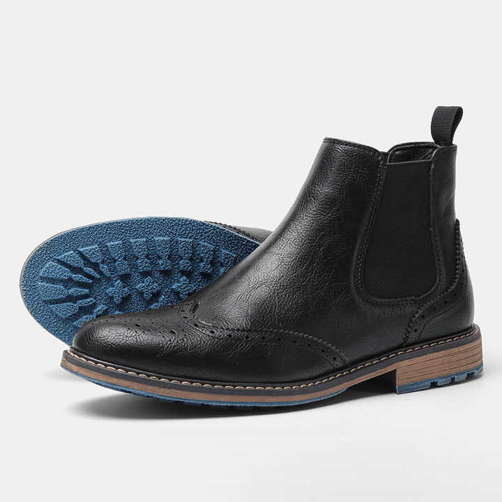 Men's Chelsea Boots with Brogue Detail & Pull Tab | Ankle