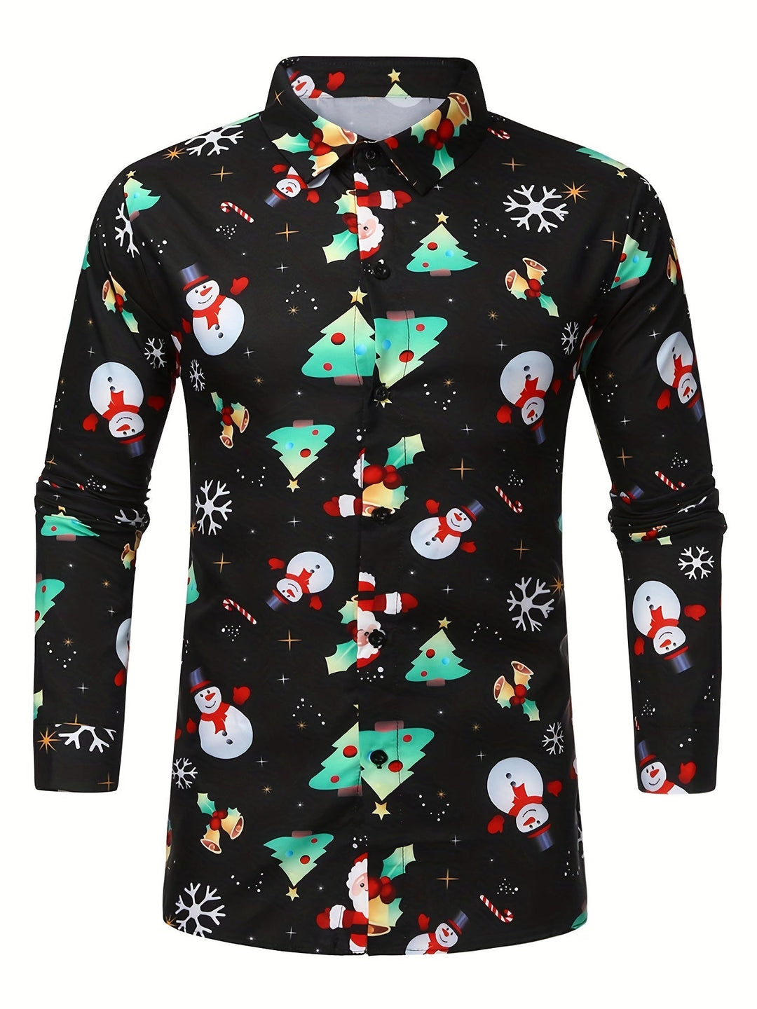 Men’s Christmas Button Up Shirt Long Sleeve | Festive Print