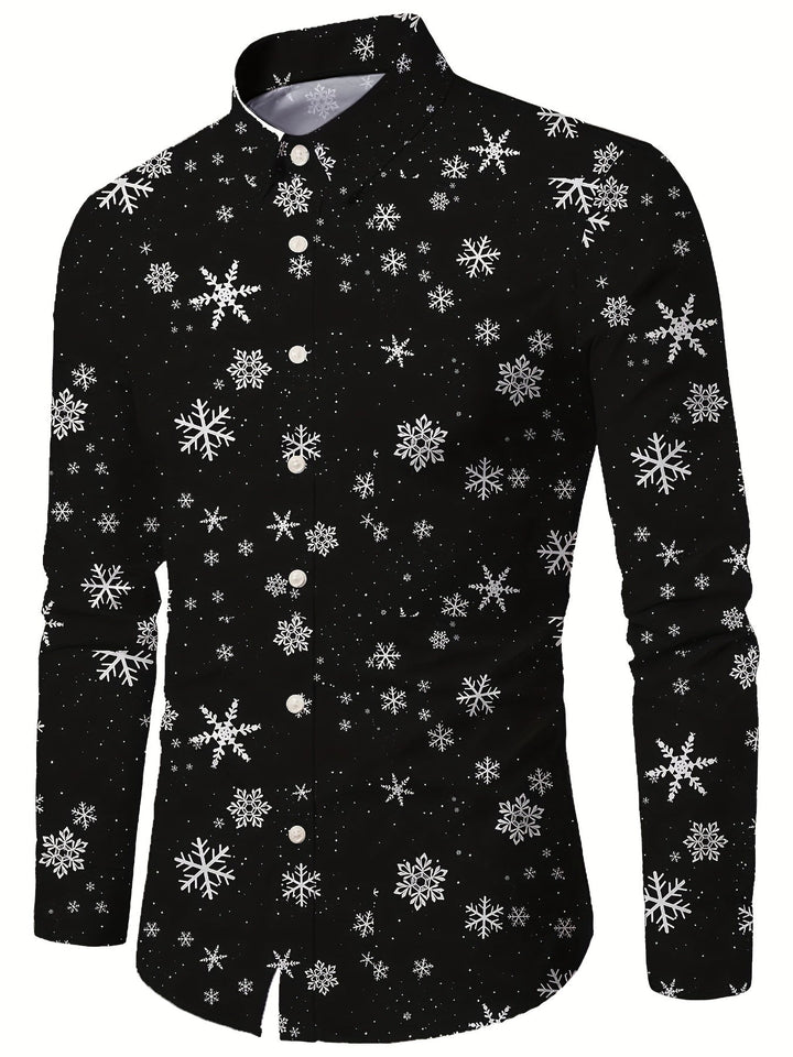 Men’s Christmas Button Up Shirt Long Sleeve | Festive Print