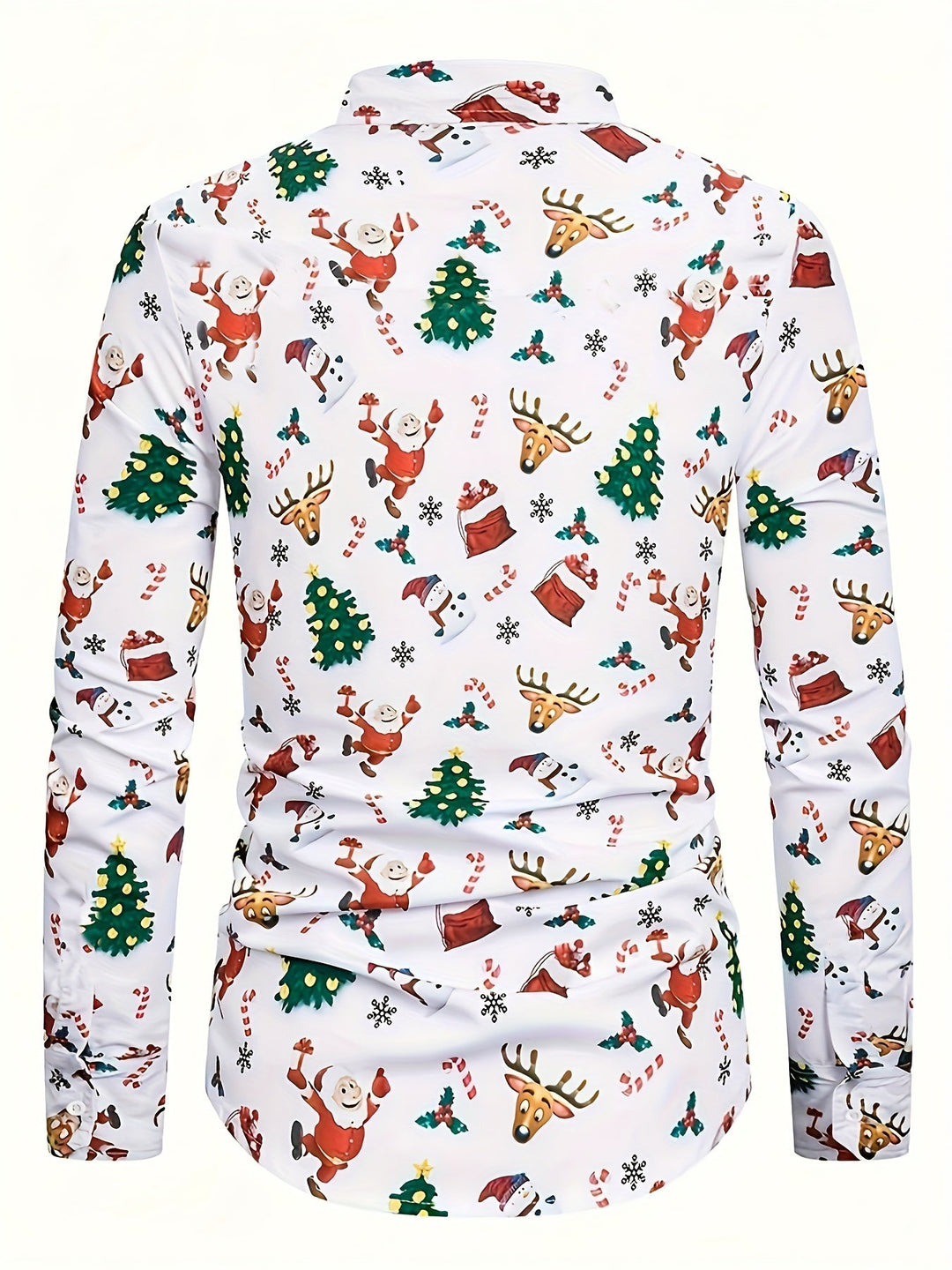 Men’s Christmas Button Up Shirt with Santa Print | Long Sleeve
