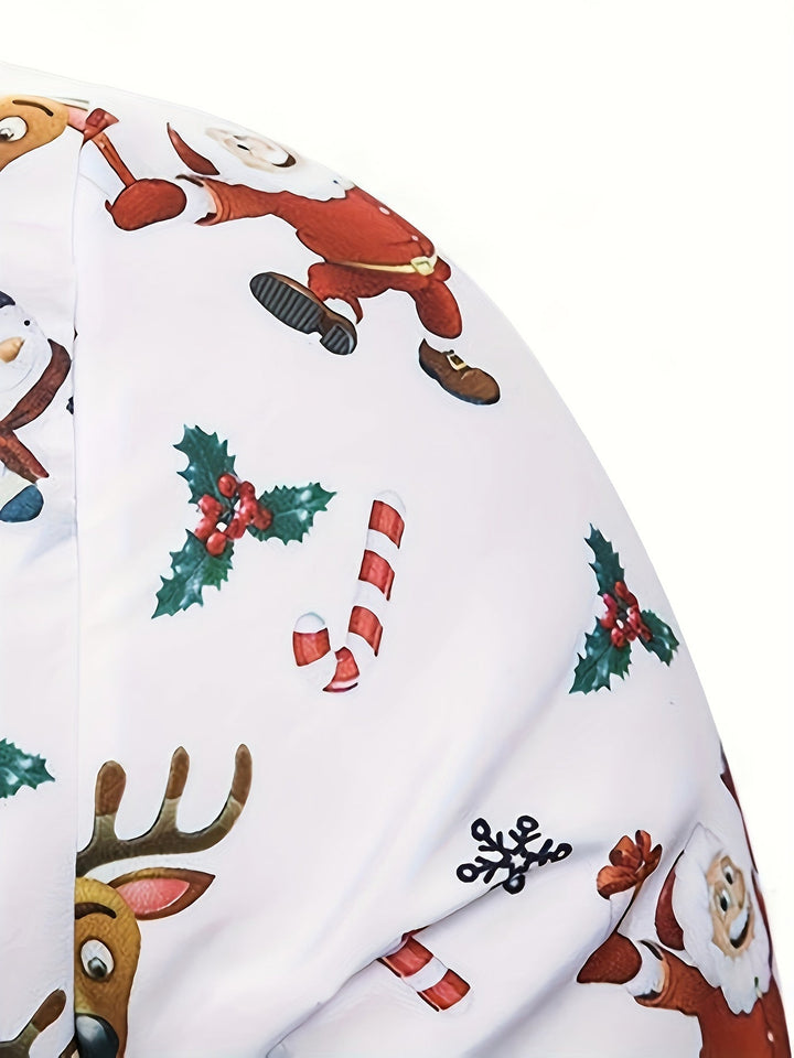 Men’s Christmas Button Up Shirt with Santa Print | Long Sleeve