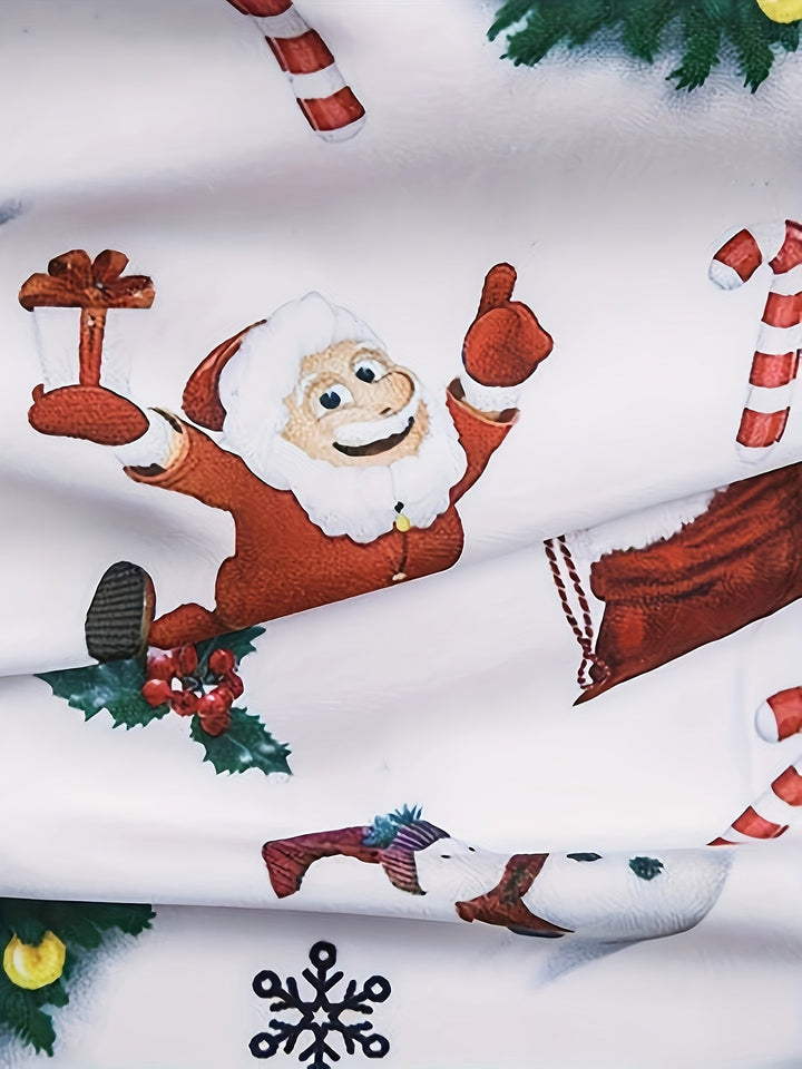 Men’s Christmas Button Up Shirt with Santa Print | Long Sleeve