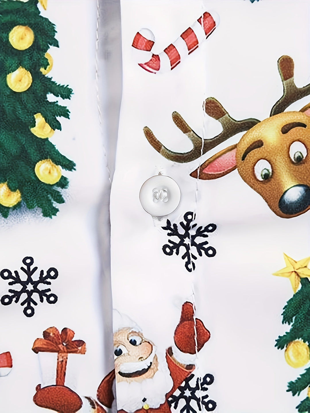 Men’s Christmas Button Up Shirt with Santa Print | Long Sleeve