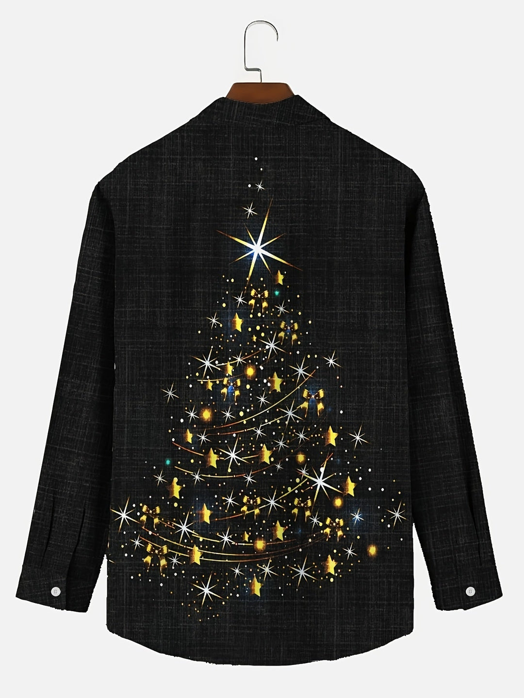 Men's Christmas Button Up Shirt with Tree Print | Long Sleeve