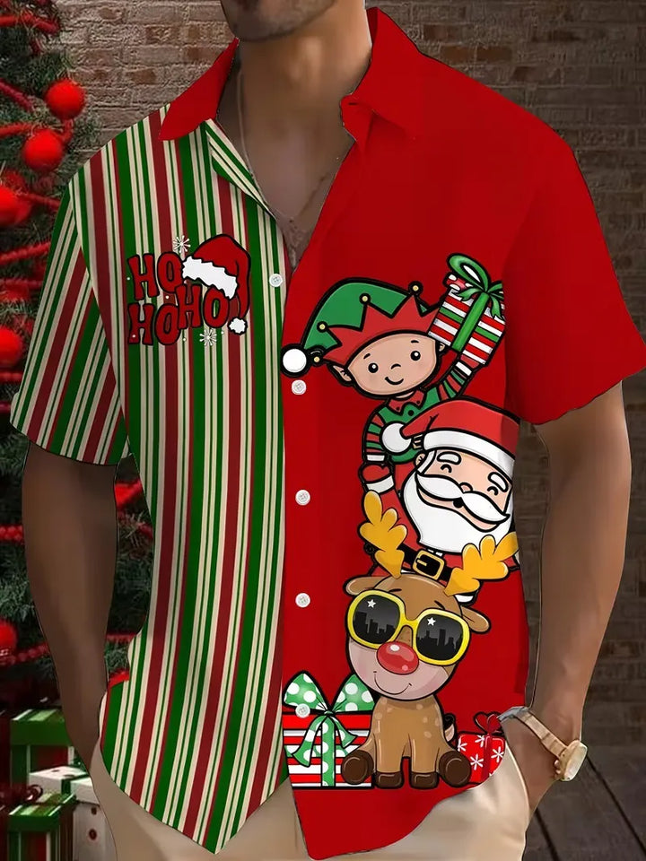 Men’s Christmas Hawaiian Shirt Santa Print | Short Sleeve