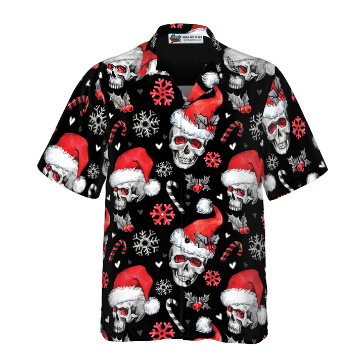 Men’s Christmas Hawaiian Shirt with Skull Print | Short Sleeve