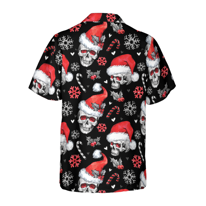 Men’s Christmas Hawaiian Shirt with Skull Print | Short Sleeve