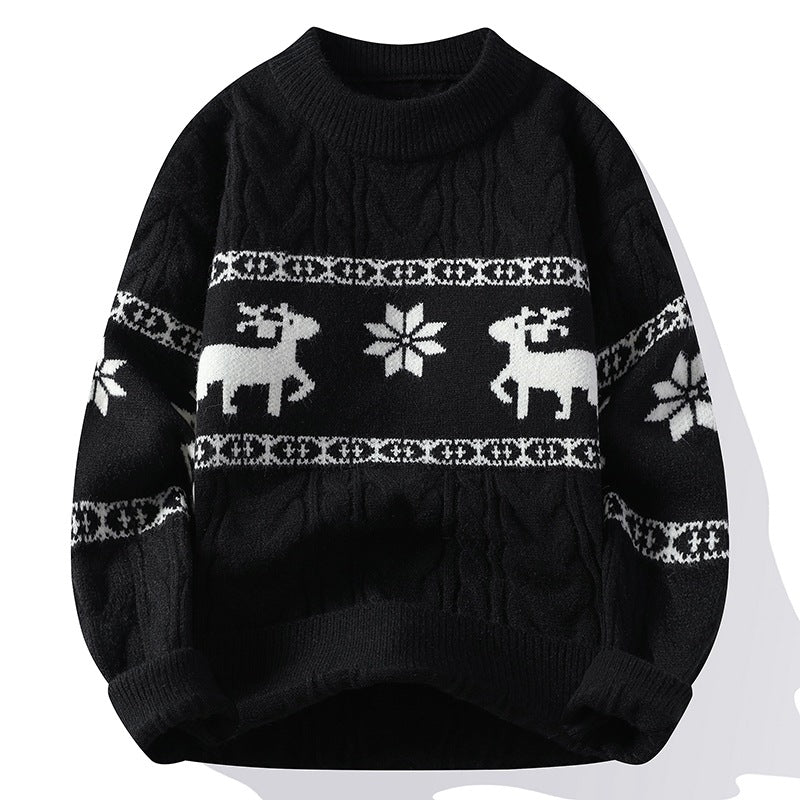 Men's Christmas Jumper with Reindeer Pattern | Cable Texture