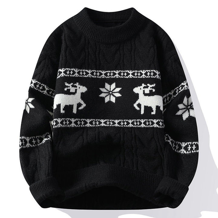 Men's Christmas Jumper with Reindeer Pattern | Cable Texture