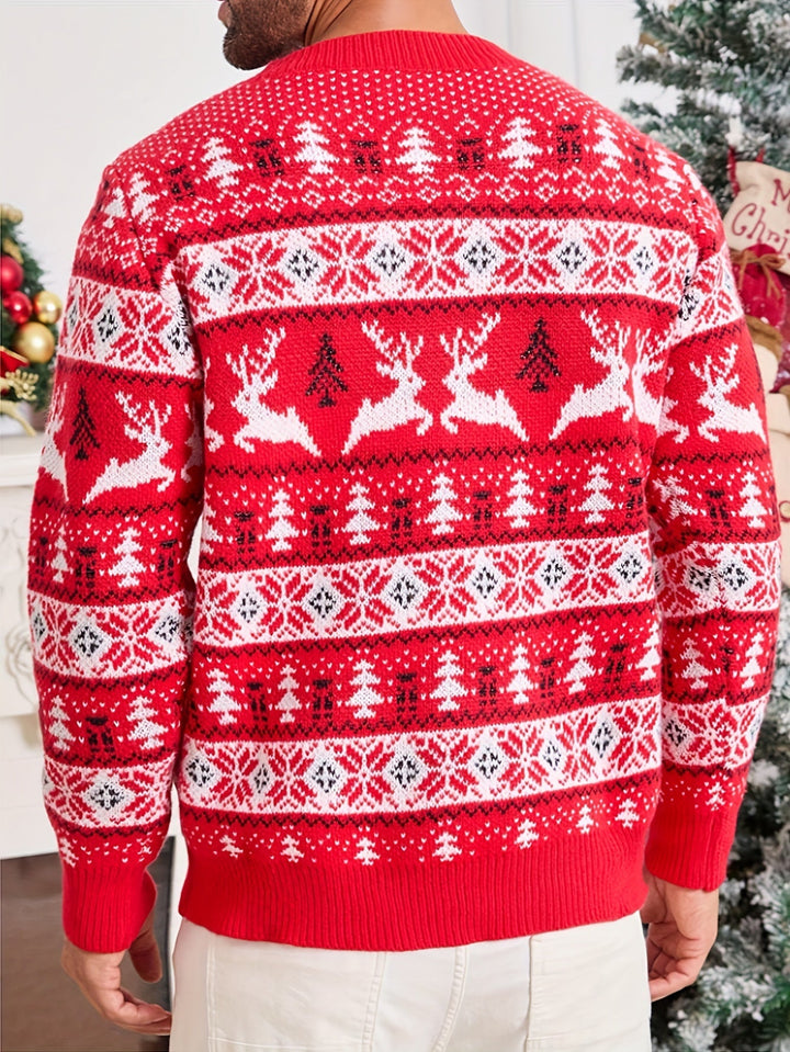 Men's Christmas Jumper with Reindeer Pattern | Crew Neck