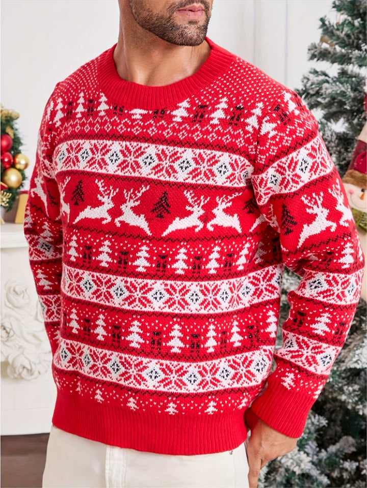 Men's Christmas Jumper with Reindeer Pattern | Crew Neck