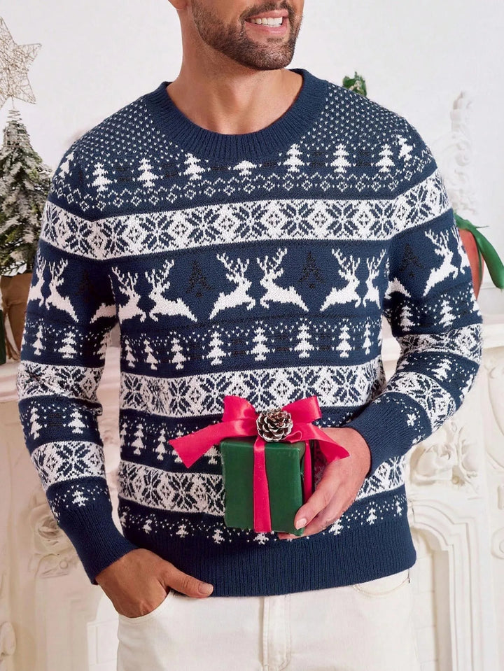 Men's Christmas Jumper with Reindeer Pattern | Crew Neck