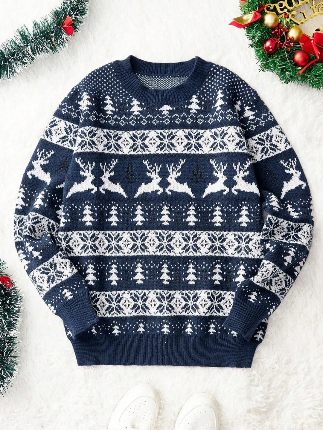 Men's Christmas Jumper with Reindeer Pattern | Crew Neck