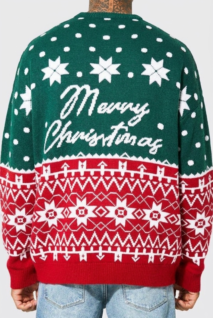 Men’s Christmas Jumper with Snowflake Pattern | Crew Neck