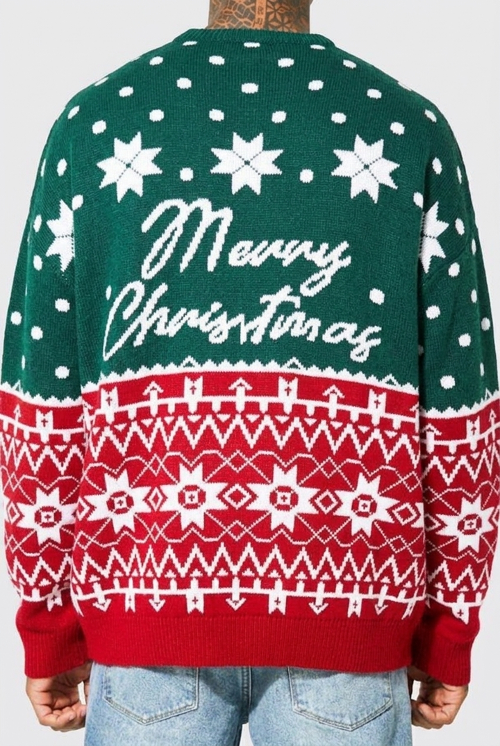 Men’s Christmas Jumper with Snowflake Pattern | Crew Neck