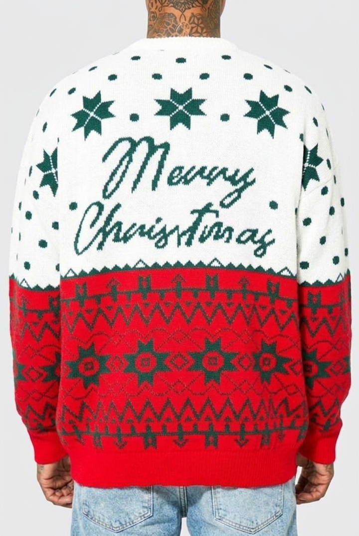 Men’s Christmas Jumper with Snowflake Pattern | Crew Neck