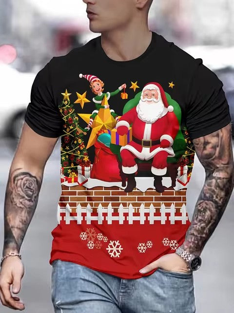 Men’s Christmas Tees Graphic Print Crew Neck | Short Sleeve