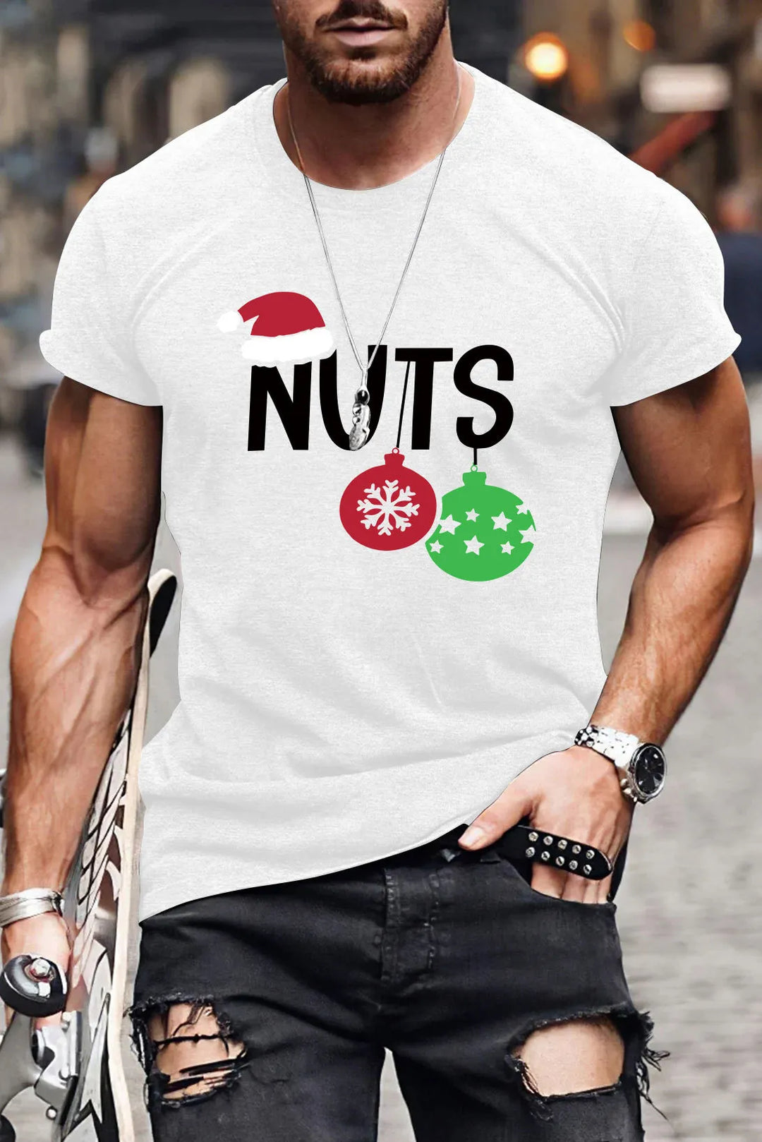 Men’s Christmas Tees with Funny Slogan Graphic | Crew Neck
