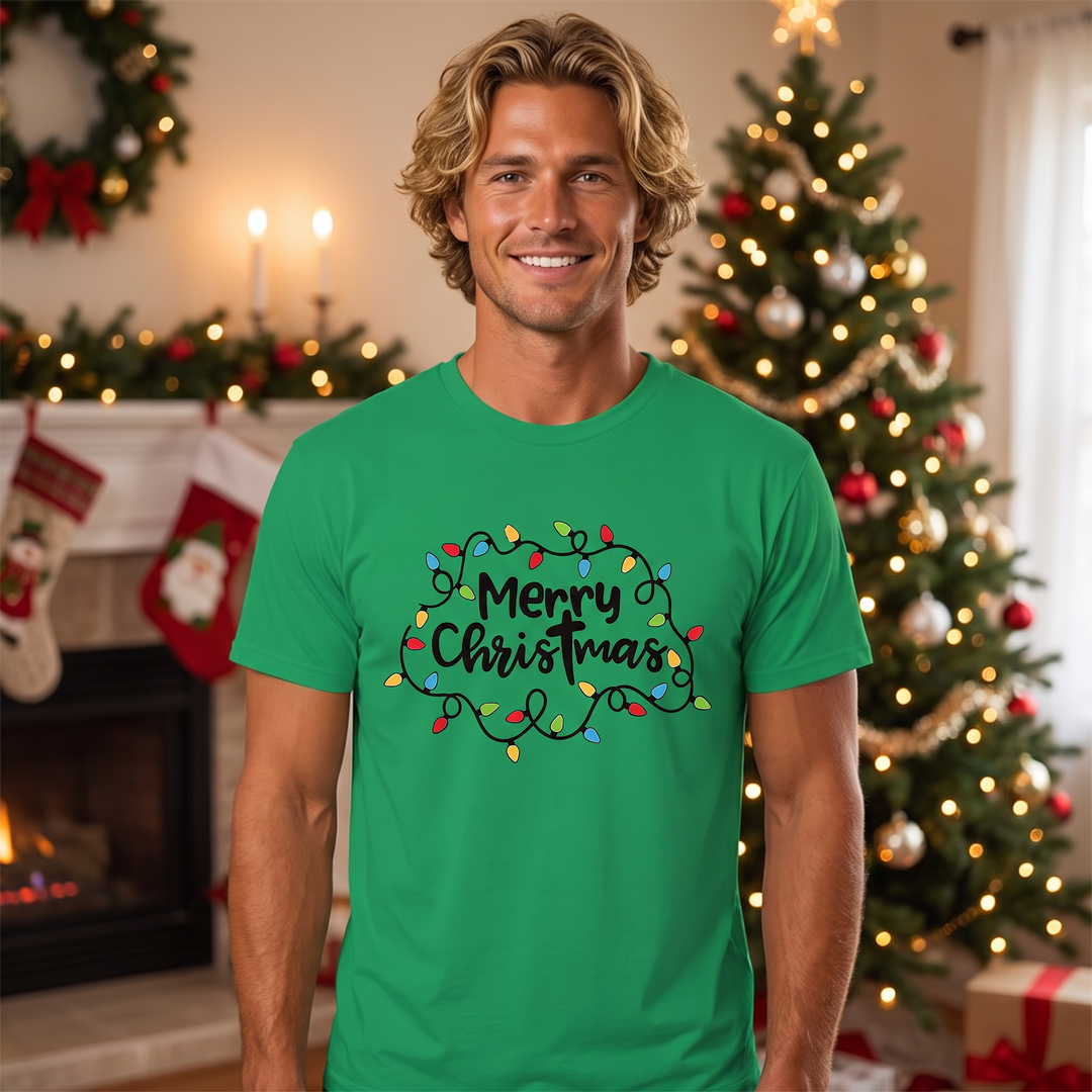 Men’s Christmas Tees with Lights Graphic | Short Sleeve