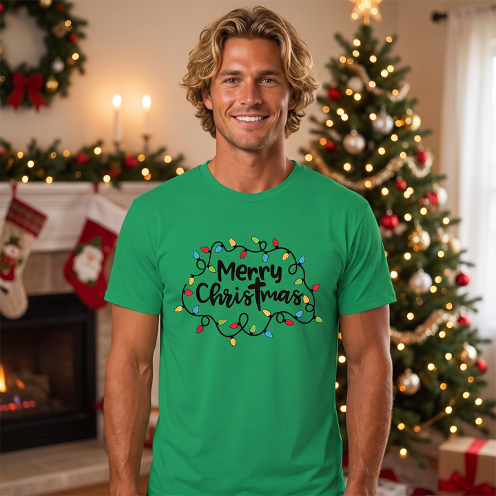 Men’s Christmas Tees with Lights Graphic | Short Sleeve