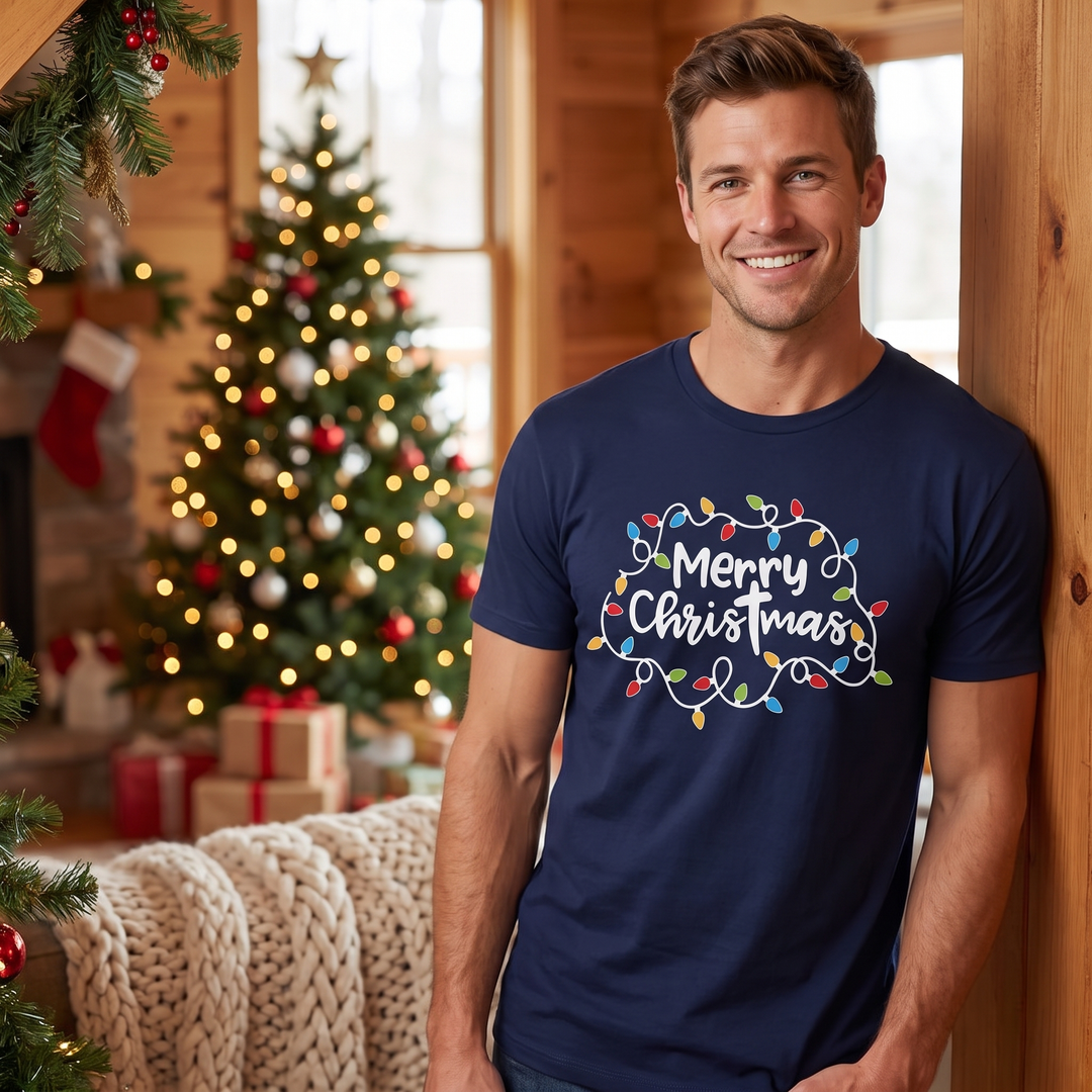 Men’s Christmas Tees with Lights Graphic | Short Sleeve